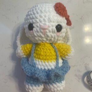 crochet bunny in a hello kitty costume